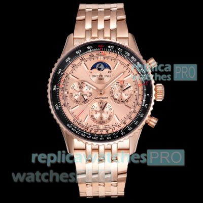 V9 Swiss Replica Breitling Navitimer B19 Rose Gold 140th Anniversary Limited Watch 